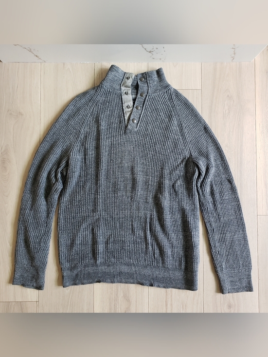 Banana Republic Other - Banana Republic Gray Ribbed Zip-Button Mock Neck Sweater